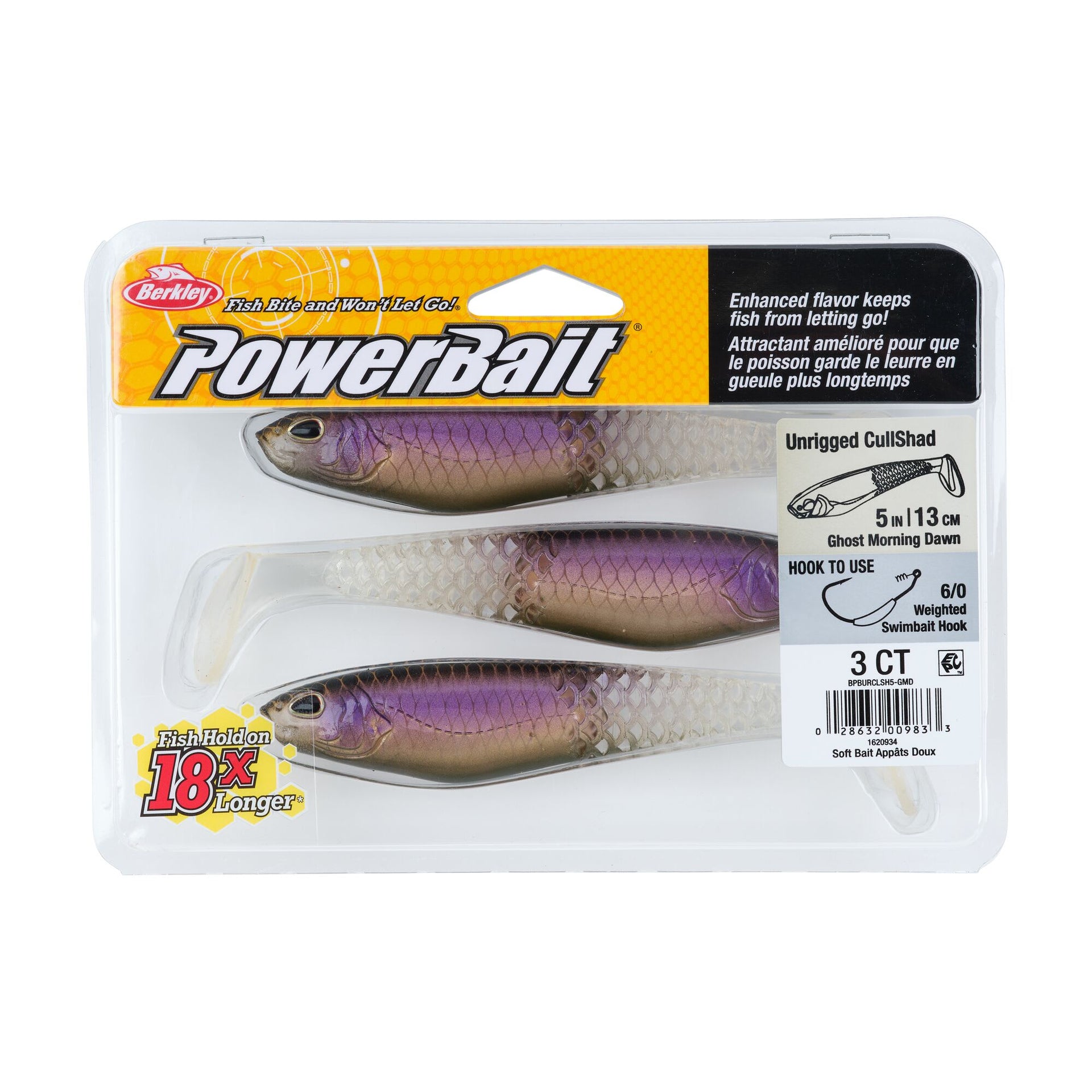 Berkley PowerBait Unrigged CullShad, 6 in, HD Blue Shad