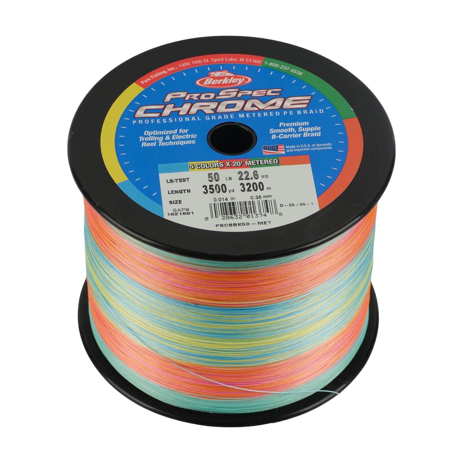 ProSpec Chrome Braid 50 lb / 5-Color Metered / 3500 yd ProSpec Chrome Braid 50 lb / 5-Color Metered / 3500 yd