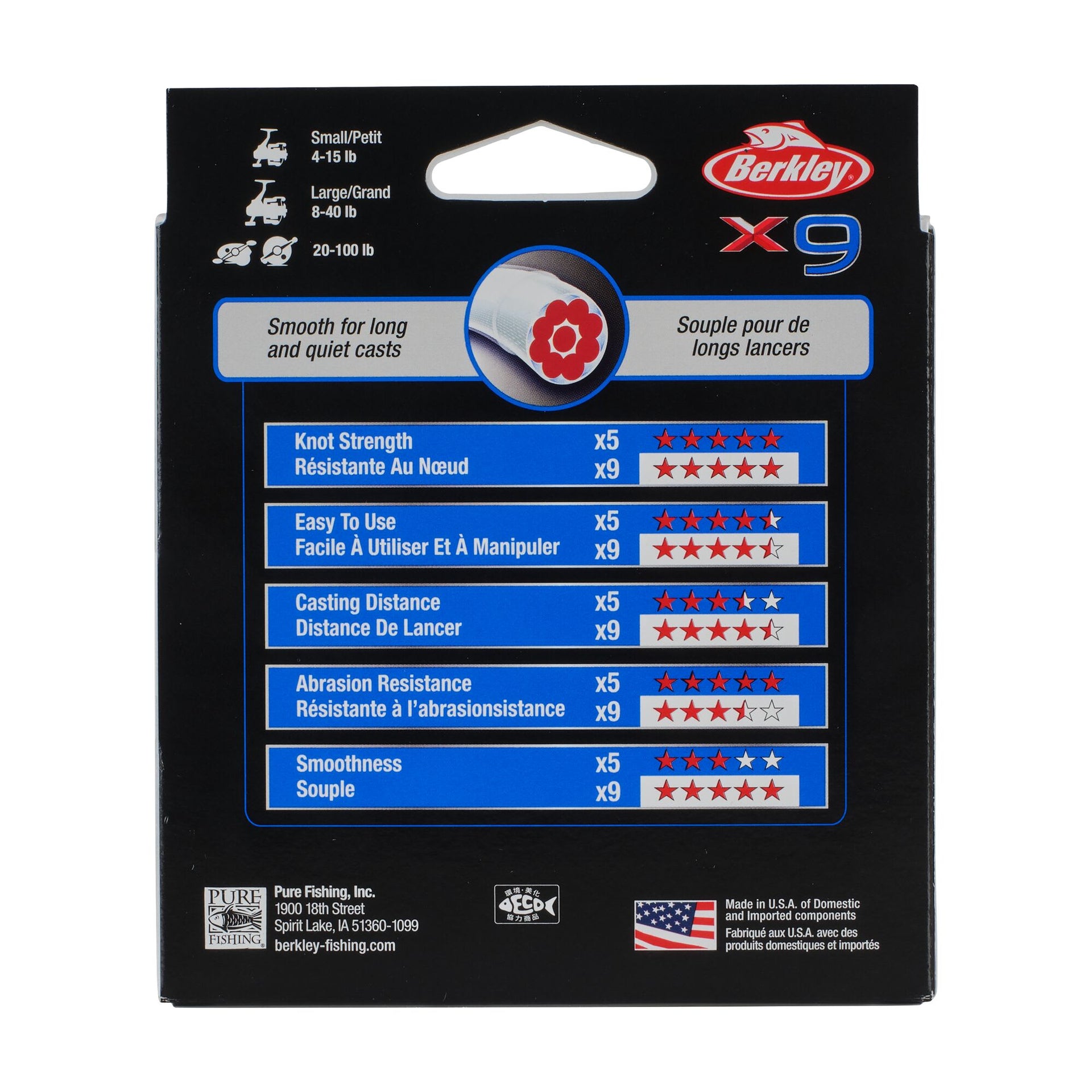 berkley 9 20-65 line casting fish pole x9 Braid