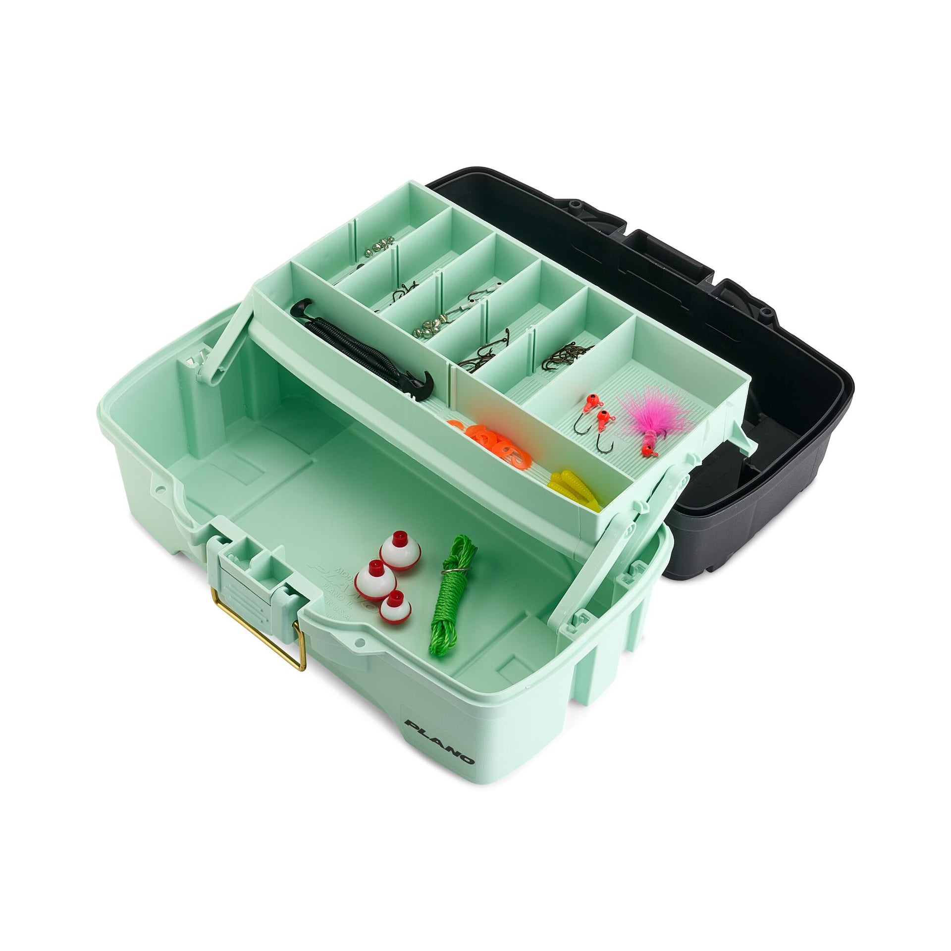 1 compartment tackle box Red/White The popular tackle box features trays with adjustable compartments and plenty of bulk storage below Plano Catch All One-Tray Tackle
