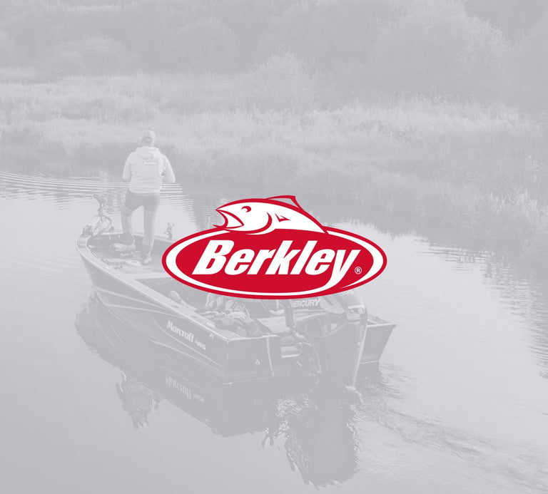 Person on a boat with Berkley logo overlay