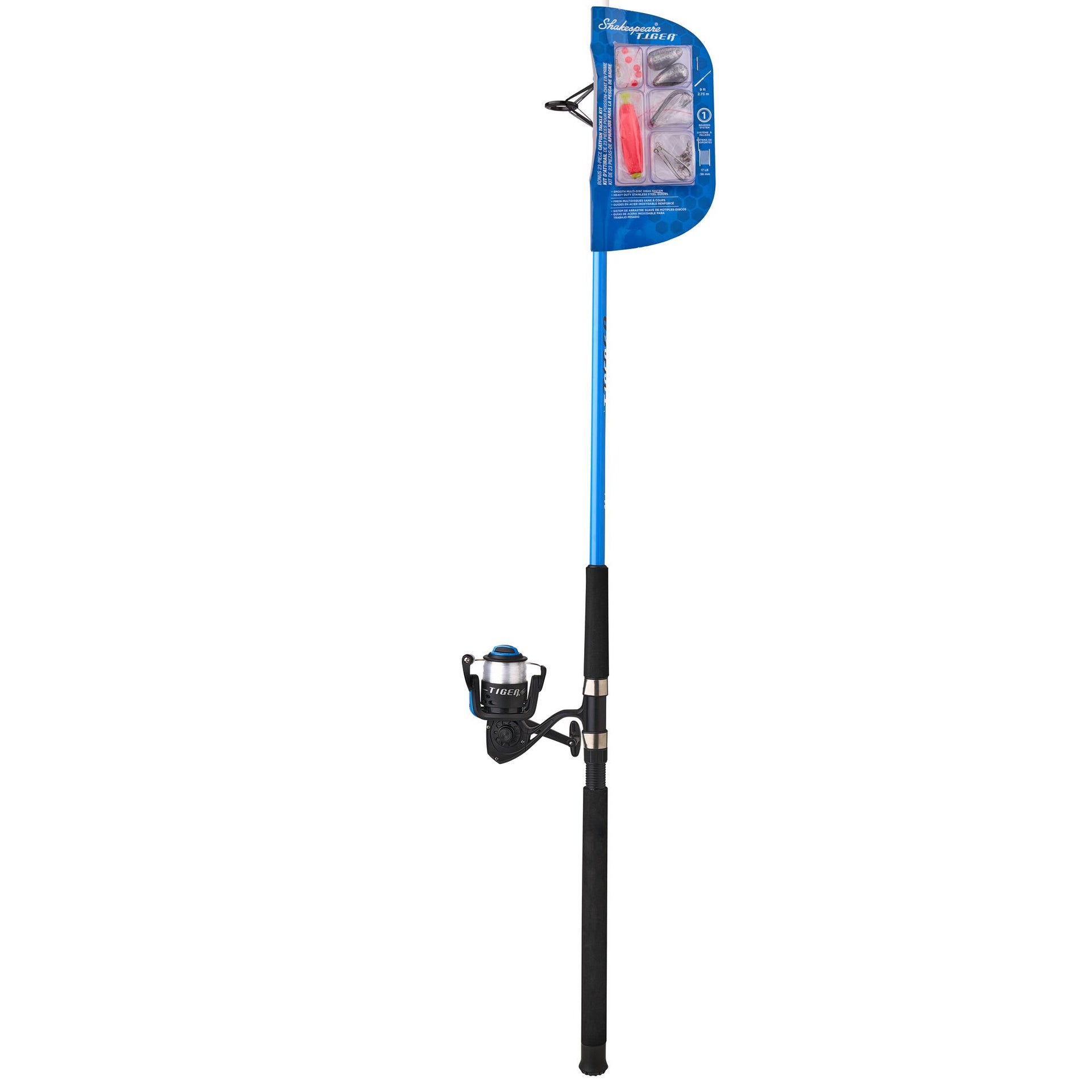 best spinning combo for both bass and catfish Shakespeare Tiger Spinning Catfish Combo Kit