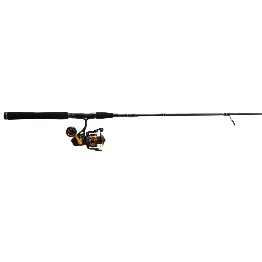 Fishing rod with reel on a white background