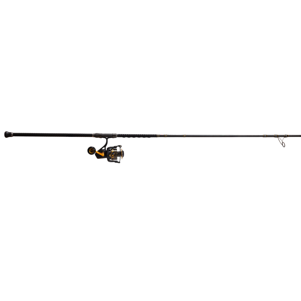 Fishing rod with reel on a white background