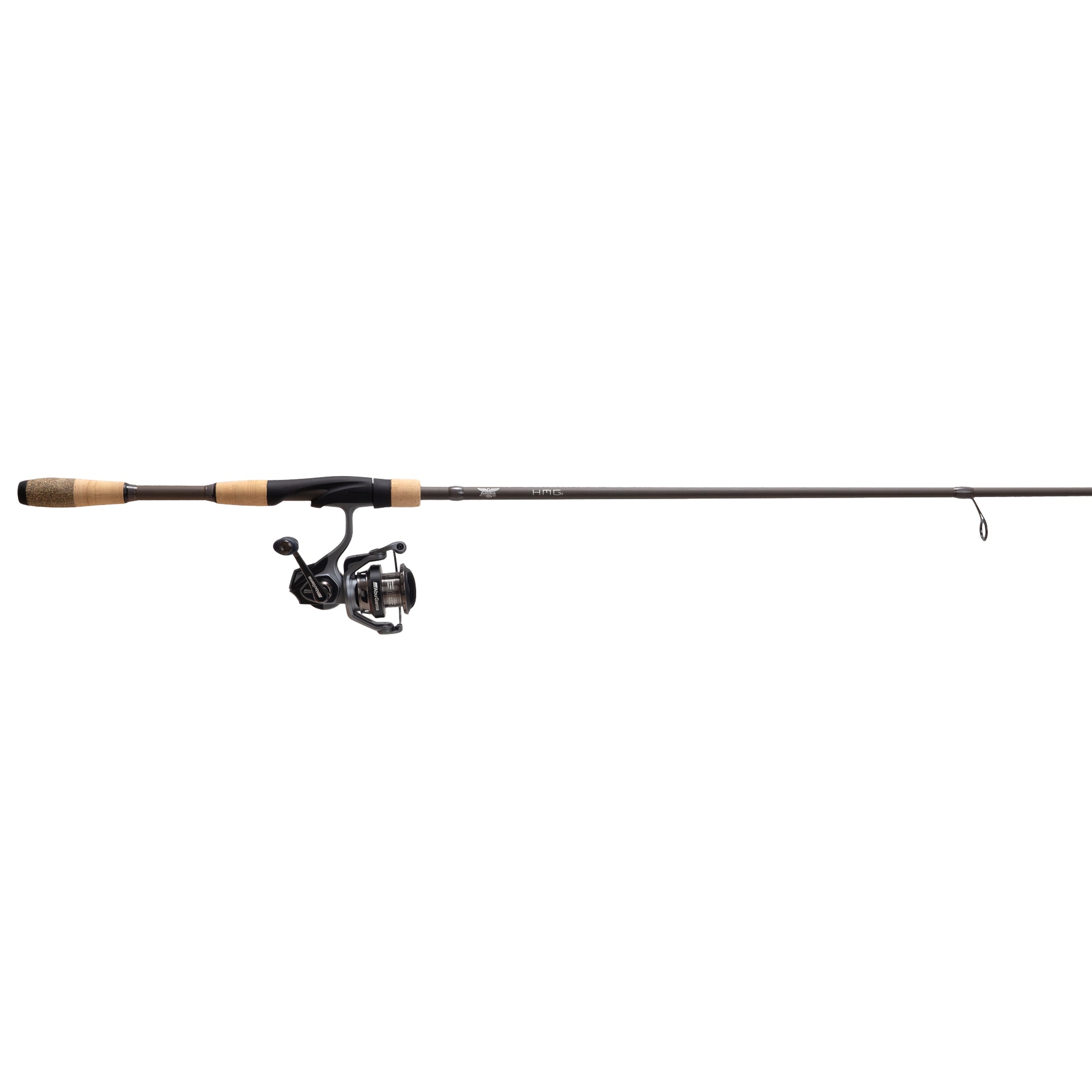 Fishing rod and reel set on a white background