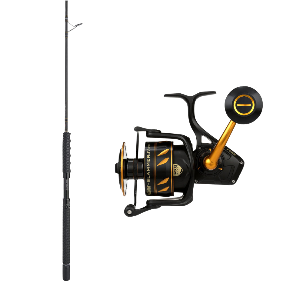 Fishing rod and reel set on a white background