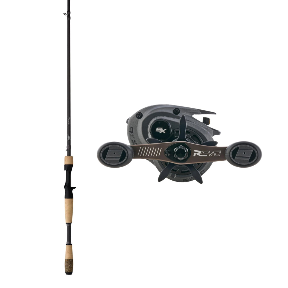 Fishing rod and reel set on a white background