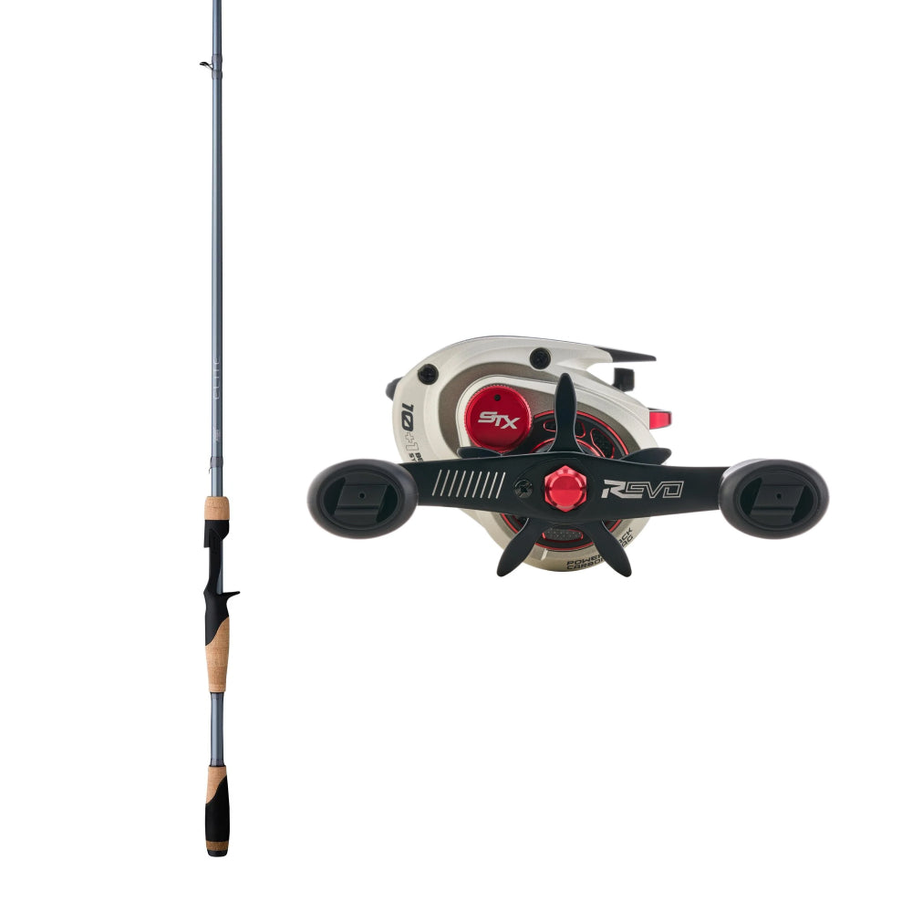 Fishing rod and reel set on a white background