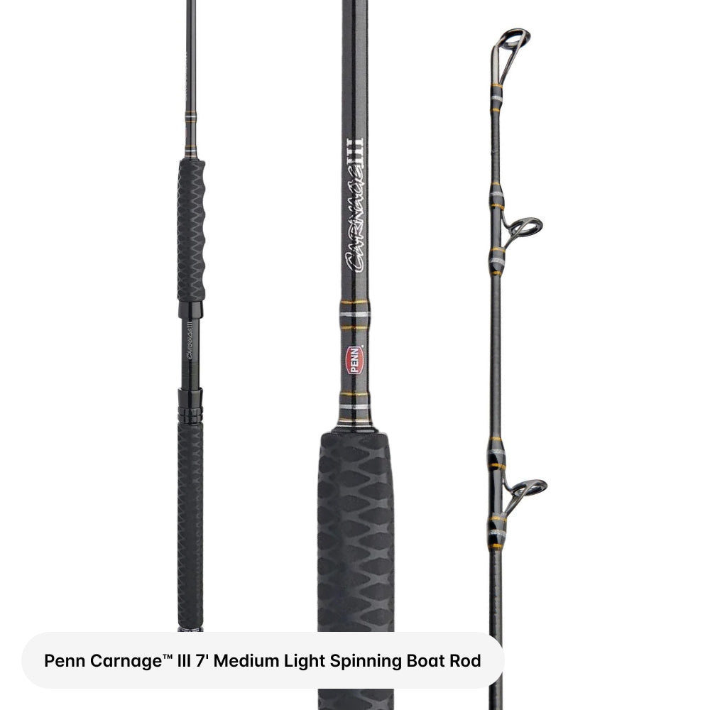 Penn Carnage III 7' Medium Light Spinning Boat Rod on a white background